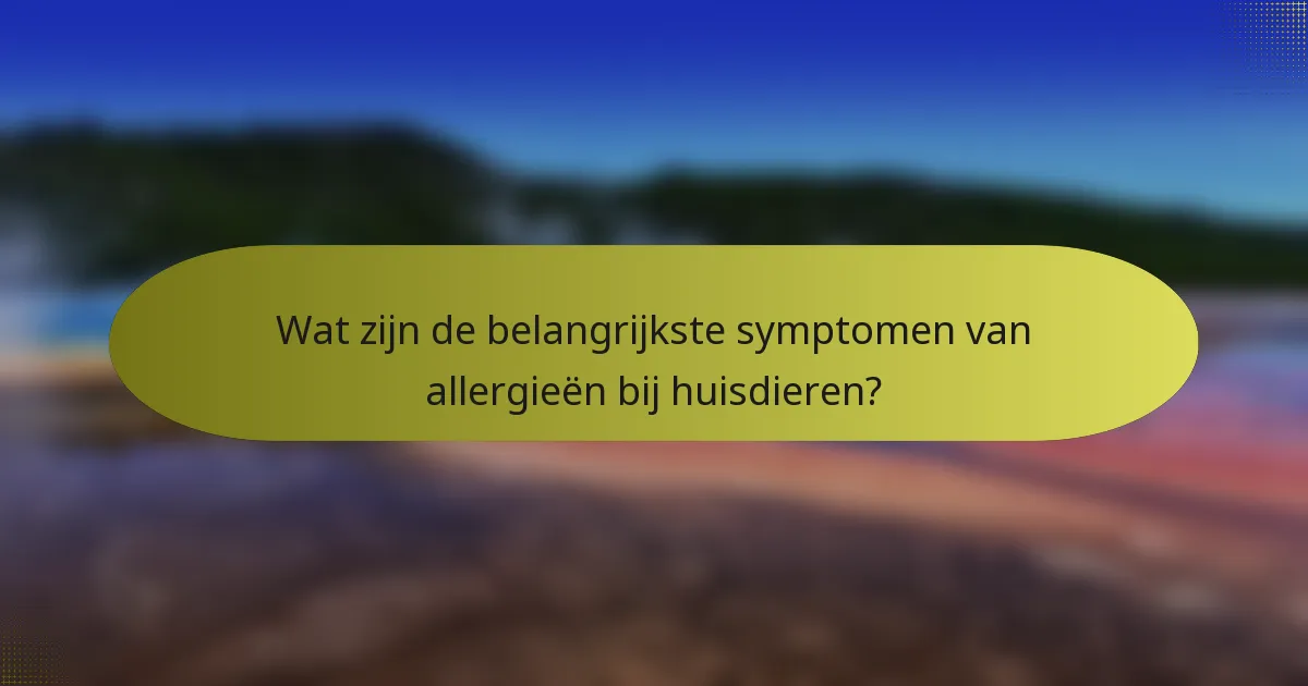 Wat zijn de belangrijkste symptomen van allergieën bij huisdieren?